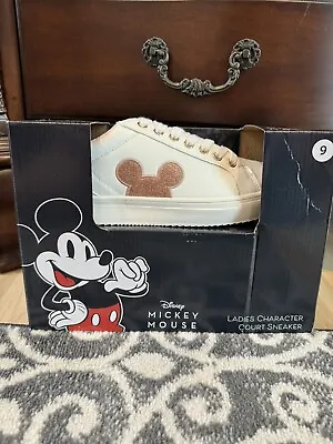 Disney Mickey Mouse Pink / Rose Gold Court Womans Sneakers Shoes 9 Aldi NEW! • $17.99