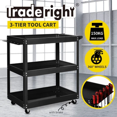 $58.99 • Buy Traderight 3-Tier Tool Cart Trolley Toolbox Workshop Garage Storage Organizer