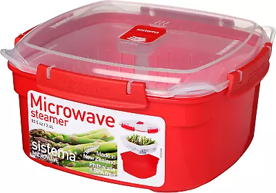 Microwave Steamer With Removable Steamer Basket | 2.4 L | BPA-Free | Red/Clear • £9.99