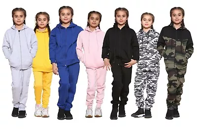 Boys Girls Kids Tracksuits Hoodie With Trousers School P.E Jogging Fleece Bottom • £13.99