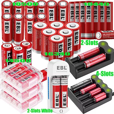 EBL 3.7V 18500 16340 14500 10440 Li-ion Rechargeable Batteries / Charger Lot • $14.99
