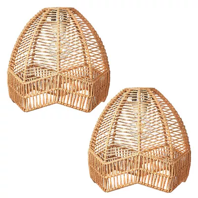 Litecraft Light Shade 30 Cm Rattan Styled Easy Fit Lampshade In Natural - 2 Pack • £24.99