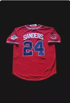 Deion Sanders Atlanta Braves Jersey Red 1992 World Series Stitch Throwback SALE! • $86.89