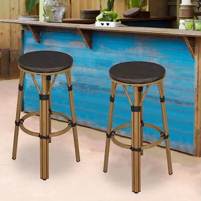 CLARFEY 2 PCS Outdoor Bar Stools Counter Height Patio Furniture Dining Chair Pub • $209.99