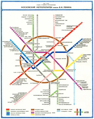 Moscow Russia Soviet Era Metro System Subway Diagram Transit Map Train Railroad • $22.99