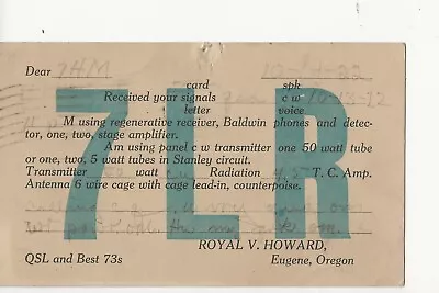 1922  7LR  Eugene Oregon  QSL Radio Card • $6