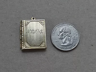 Vintage 1942 Gold Book Photo Locket 1 X 3/4 With Pictures  N.L.S.'42  Inscribed • $9.99