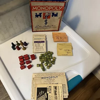 MONOPOLY 1936 Vintage Parker Brothers Wooden Pieces Board Game - Read • $10