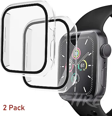 $9.60 • Buy 2P Apple Watch Case 8 SE 76 49/45/44/40/41/38mm Tempered Glass Screen Protector