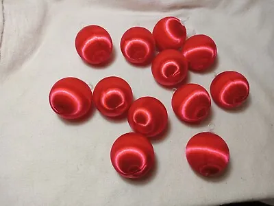 12 Vintage Red Satin Mini Christmas Ball Ornaments 1 3/4 Inch (754) • $4.99