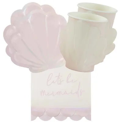 Mermaid Party Supplies 16 Guest Tableware Pk Birthday Girl Shell Under Sea Magic • £36.40