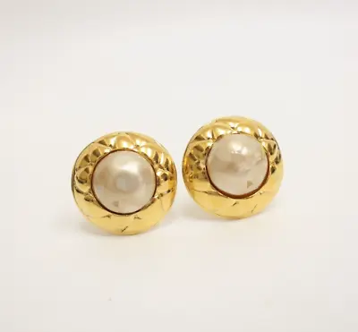 Authentic CHANEL Vintage Imitation Pearl Earrings  #23146 • $109