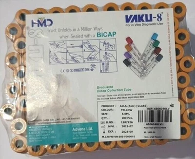 $105 • Buy Acd Solution Tube 6 ML Vacutainer Blood Collection 0.16X100 Mm ( Pack Of 100 )
