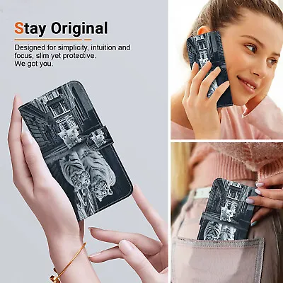 Cat Tiger Wallet Phone Case For IPhone Samsung LG Google Motorola Sony 1+ NOKIA • £6.53