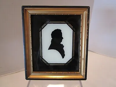 Antique Framed Silhouette Portrait Stand Dr. Oliver Hubbard # 514 Salem Mass • $274