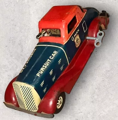 VINTAGE Toy Marx WIND UP CLOCKWORK CAR G-MAN PURSUIT AUTOMOBILE CAR TIN LITHO • $1255