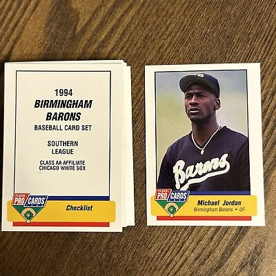 Michael Jordan 1994 BIRMINGHAM BARONS FLEER PROCARDS TEAM SET Sharp Corners RC • $20