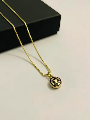 $99 • Buy Louis Vuitton LV Logo Charm Pendant On Chain/Necklace