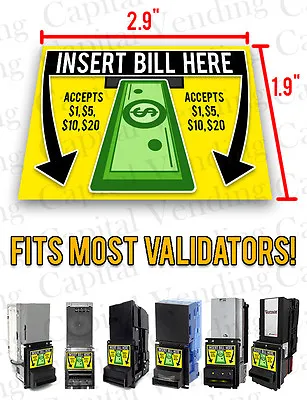 Mars MEI ICT Insert Bill Here Accepts $1$5$10$20 Dollar Bill Acceptor Decal • $3.98