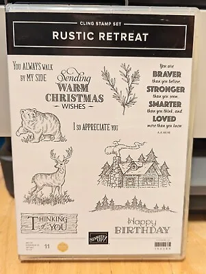 Stampin' Up! Rustic Retreat-Rubber Stamp Set Deer Cabin Bear Christmas. NEW! • $23.99