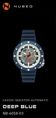 £174.95 • Buy Nubeo Cassini Skeleton Automatic Deep Blue NB-6058-03  Brand New
