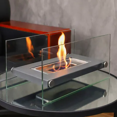 £39.95 • Buy Portable Bio Ethanol Fireplace Biofire Glass Top Burner Fire Indoor Outdoor Camp