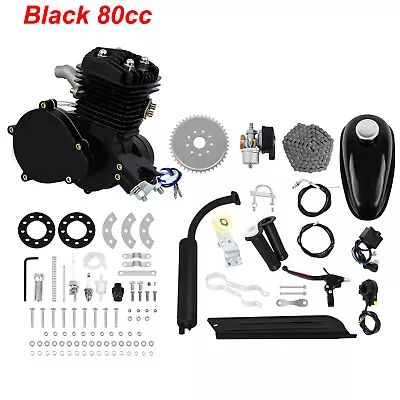 Black 80cc Bike Bicycle Motorized 2 Stroke Petrol Gas Motor Engine Kit Full Set • $96.89