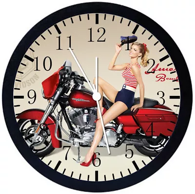 American Motorcycle Black Frame Wall Clock Nice For Decor Or Gifts Y73 • $19.95