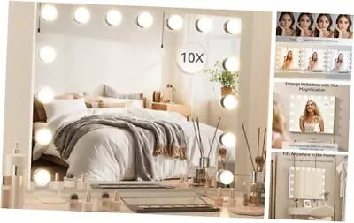 Girls Make Up Mirror With Lights 23.6 X 21.3 Inch Hollywood Led Vanity Ivory • $171.63