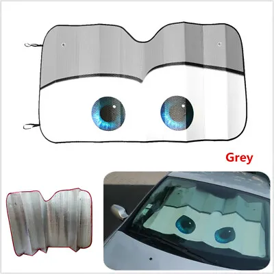 Car Cartoon Windshield Sun Shade Big Eyes Car Front Visor Window Grey Universal • $42.50