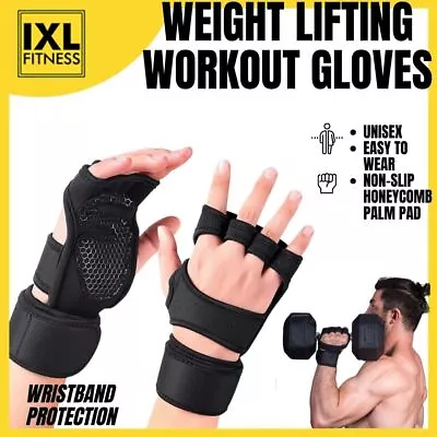 £5.95 • Buy Weight Power Lifting Gloves Gym Workout Wrist Strap Hand Grip Fitness Training
