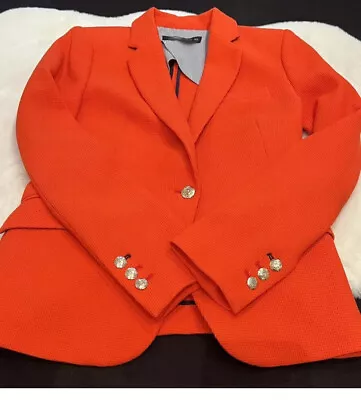 Zara Waffle Textured Red/orange Blazer Aso Duchess Sz M • £49.99