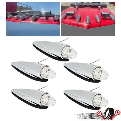 $52.90 • Buy 5x 17 LED Amber Torpedo Cab Marker Roof Running Top Light For Kenworth Peterbilt