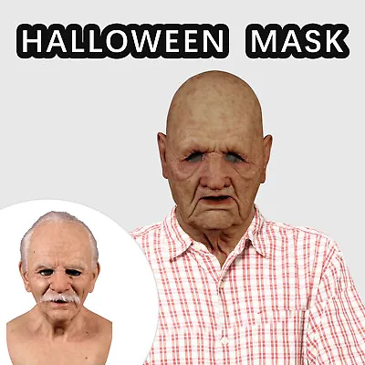 Old Man Mask Party Realistic Halloween Cosplay Full Face Masks Headgear Latex • $24.99