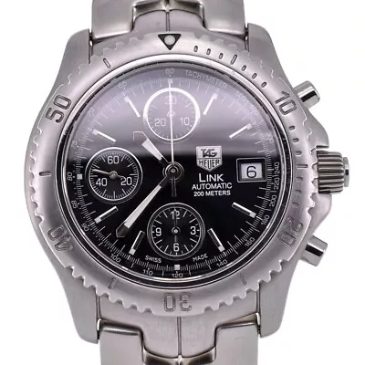 TAG HEUER Link CT2111 Chronograph Black Dial Automatic Men's Watch B#130168 • $769.30