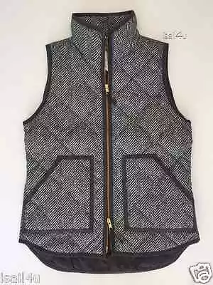 J. Crew Factory Excursion Quilted 60% Down Puffer Vest In Herringbone NWT Grey  • $67.15