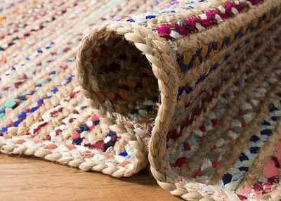 £28.13 • Buy Rug Jute & Cotton Carpet Rectangle Natural Handmade Runner Rustic Look Braided