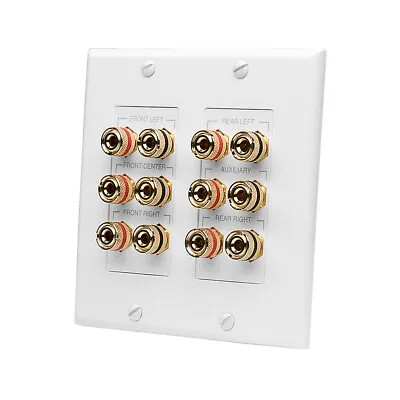 $14.82 • Buy 5.1 Home Theater Decora Wall Plate 2 Gang Banana Binding Post For 5 Speakers