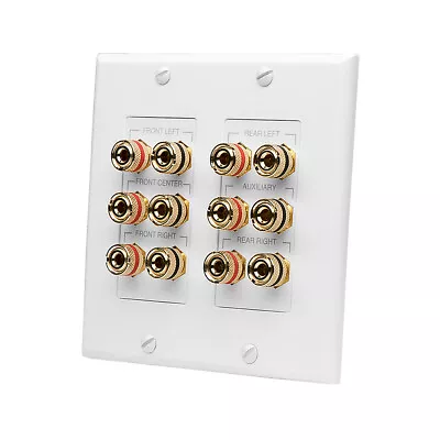 $14.82 • Buy 5.1 Home Theater Decora Wall Plate 2 Gang Banana Binding Post For 5 Speakers