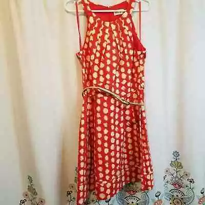 Eliza J Pleated Red And White Fit And Flare Polka Dot Dress 50s 60s Size 14 • £62.65