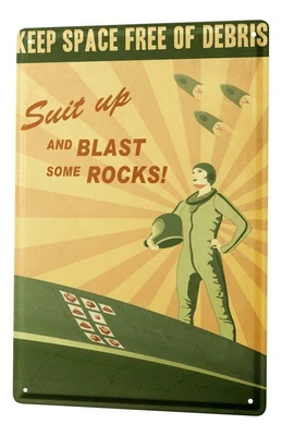 £17.99 • Buy Tin Sign Retro Space Space Debris Rocket Astronaut