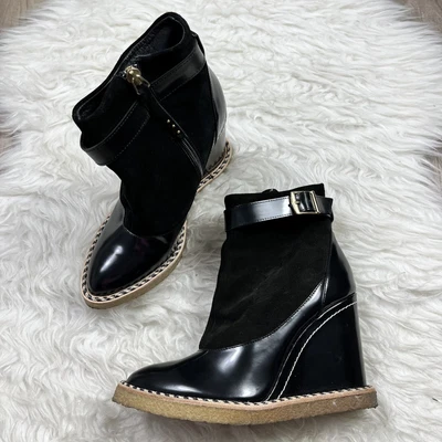 $110 • Buy Paloma Barcelo Wedge Ankle Boots Size 39 US 8.5 Black 