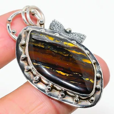 Iron Tiger Eye Gemstone 925 Sterling Silver Jewelry Pendant 2.13  • $7.82