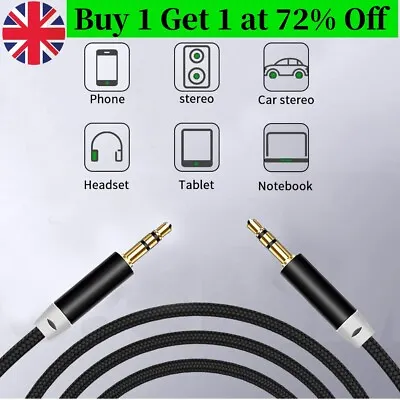 3.5mm Jack To Jack Headphone Aux Cable Audio Lead Stereo PC Car Male 1M/2M/3M • £2.41