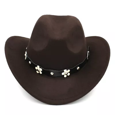 Western Kids Girls Cowboy Hat Cowgirl Cap Flower Leather Belt For Birthday Party • $12.99