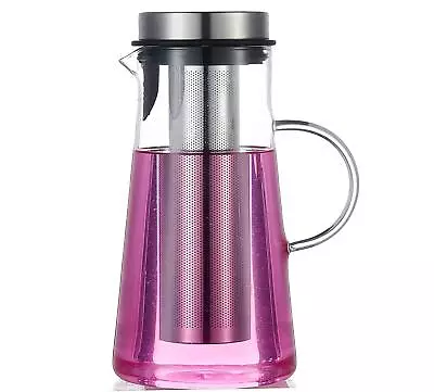 Glass Pitcher With Lid & Infuser 60 Oz Thicker Carafe With Stainless Steel I... • $44.92