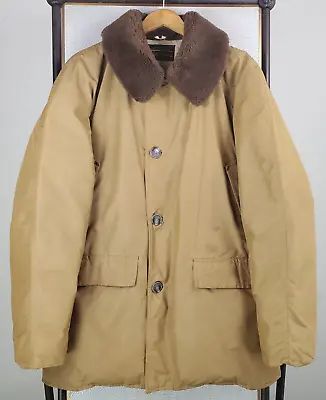 VTG EDDIE BAUER Size Large Mens Goose Down Shearling Jacket Coat TALON USA Made • $248
