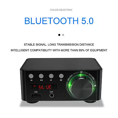 HiFi Stereo Bluetooth 5.0 Digital Power Amplifier Audio Receiver USB 50W+50W • £27.58