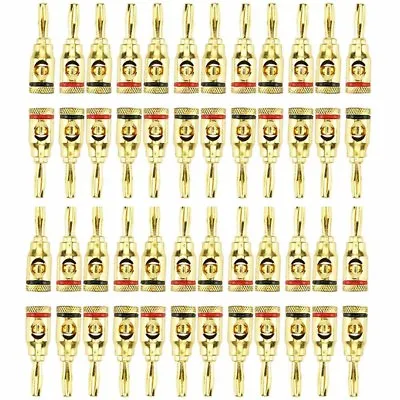 $16.79 • Buy New 48 Pcs 24K Gold Banana Plug Plugs Audio Speaker Wire Cable Connector