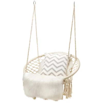 £36.99 • Buy Hammock Swing Chair Hanging Rope Seat Net Chair Garden Macrame Swing Out/Indoor